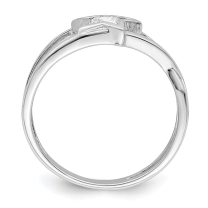 Sterlingsilber Rhodiniert Zirkonia Stern Ring