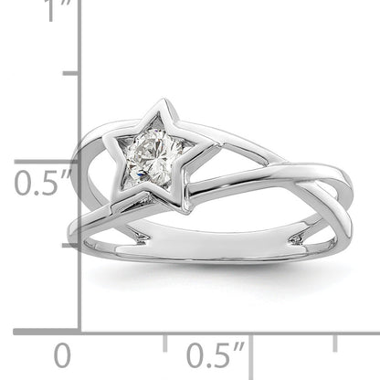 Sterlingsilber Rhodiniert Zirkonia Stern Ring