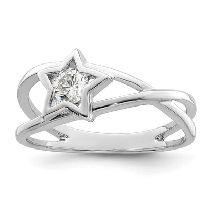 Sterlingsilber Rhodiniert Zirkonia Stern Ring