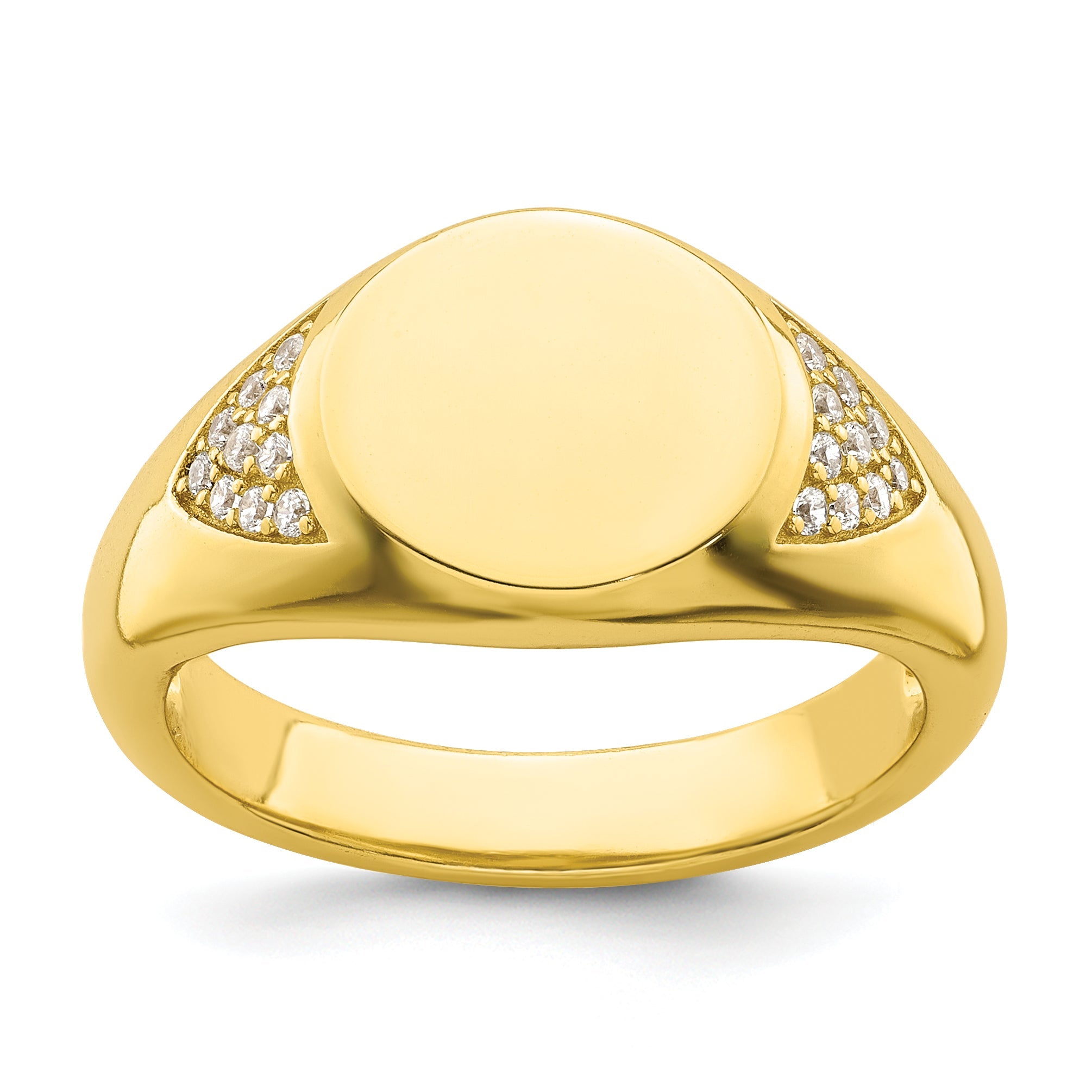 Sterlingsilber Zirkonia Goldfarben Siegel Ring