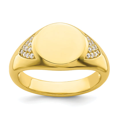 Sterlingsilber Zirkonia Goldfarben Siegel Ring