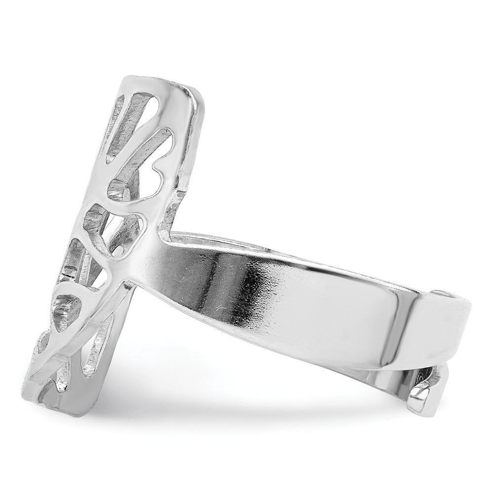 Sterlingsilber Rhod. Poliert Vier Blatt Verstellbar Ring