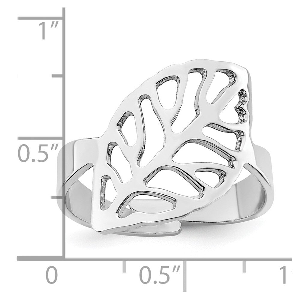 Sterlingsilber Rhod. Poliert Vier Blatt Verstellbar Ring