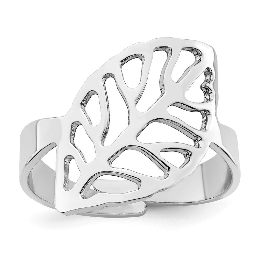 Sterlingsilber Rhod. Poliert Vier Blatt Verstellbar Ring