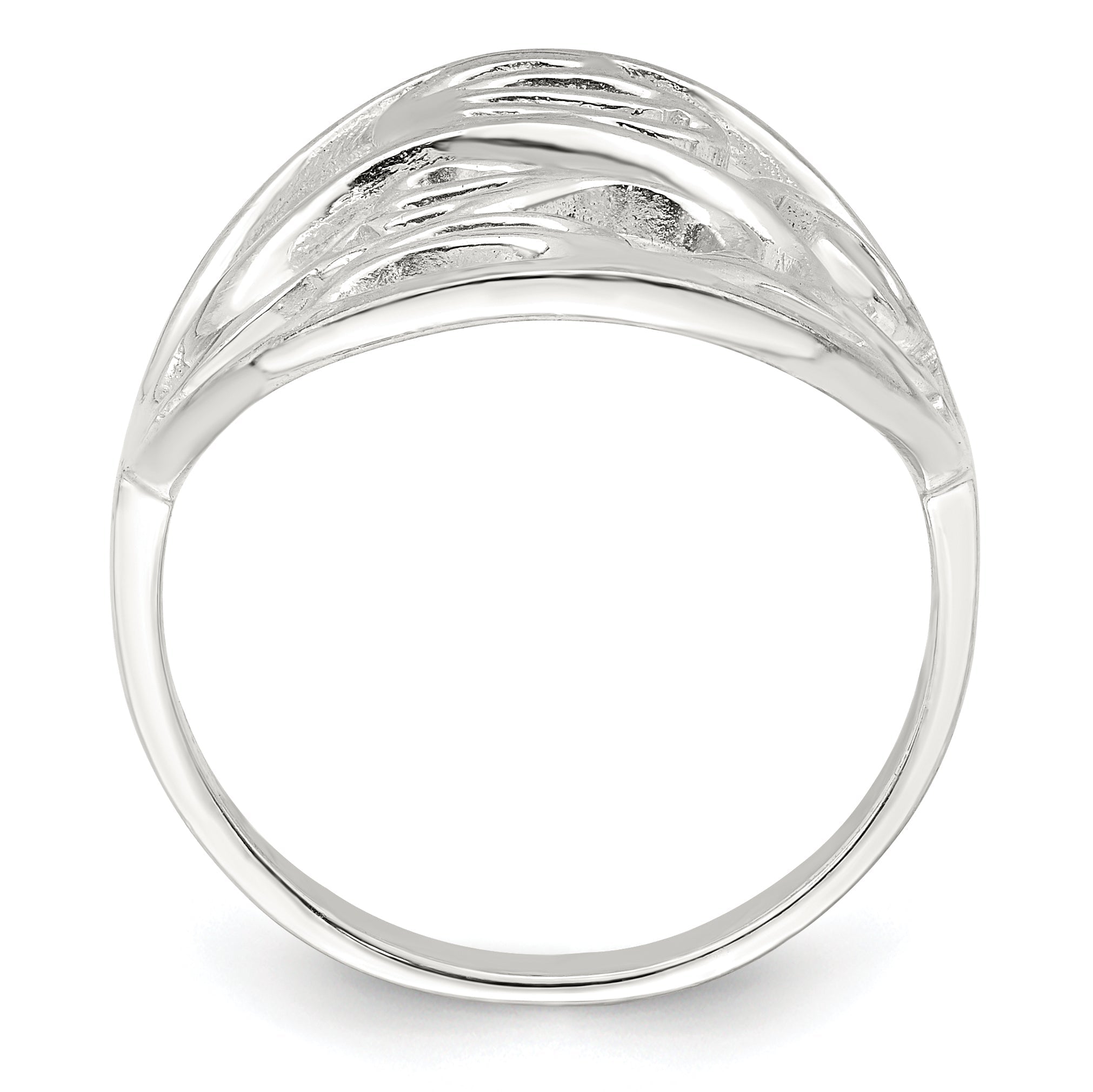 Sterlingsilber Poliert Gewellt Design Ring