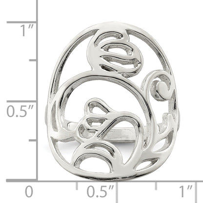 Sterlingsilber Poliert Gewellt Design Ring