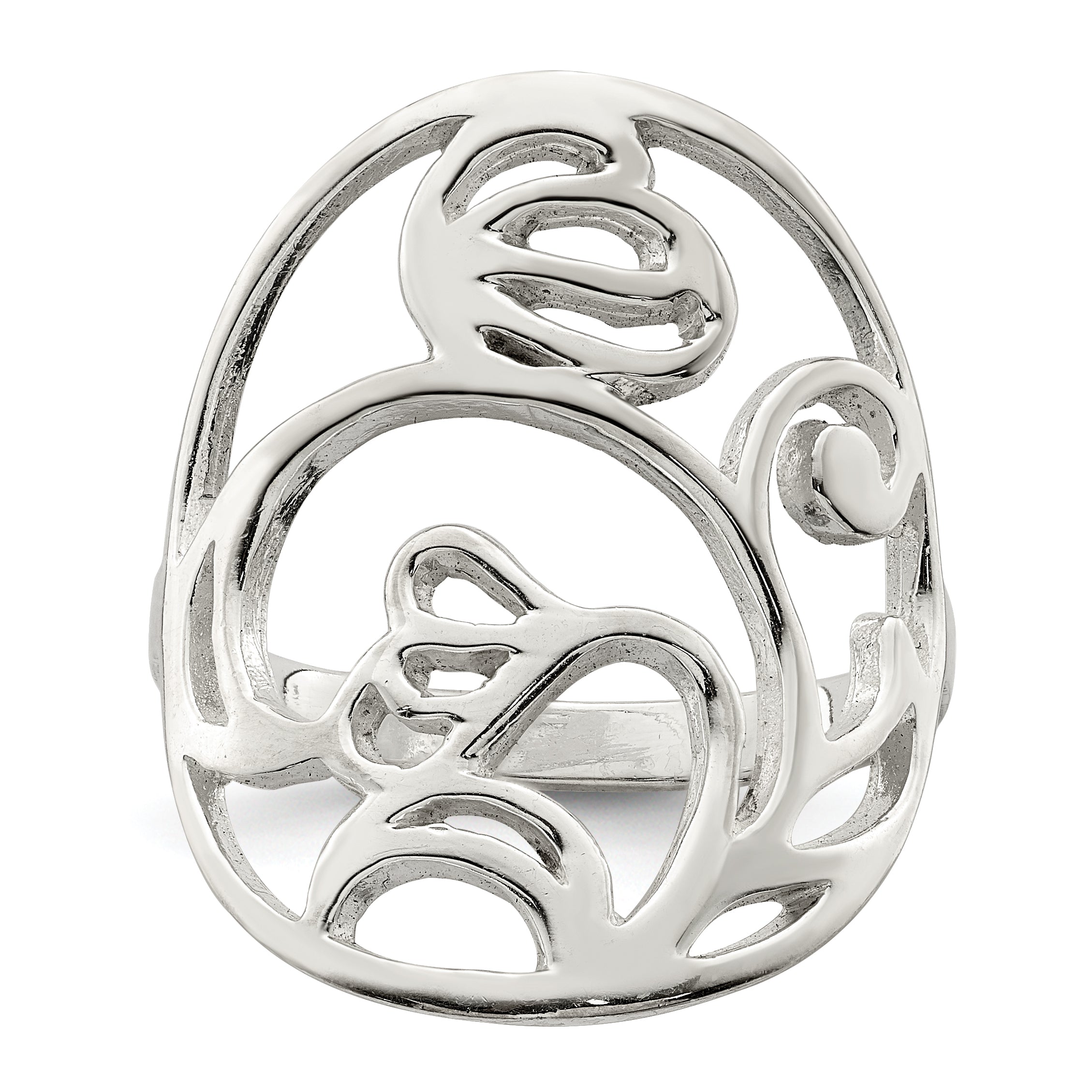 Sterlingsilber Poliert Gewellt Design Ring