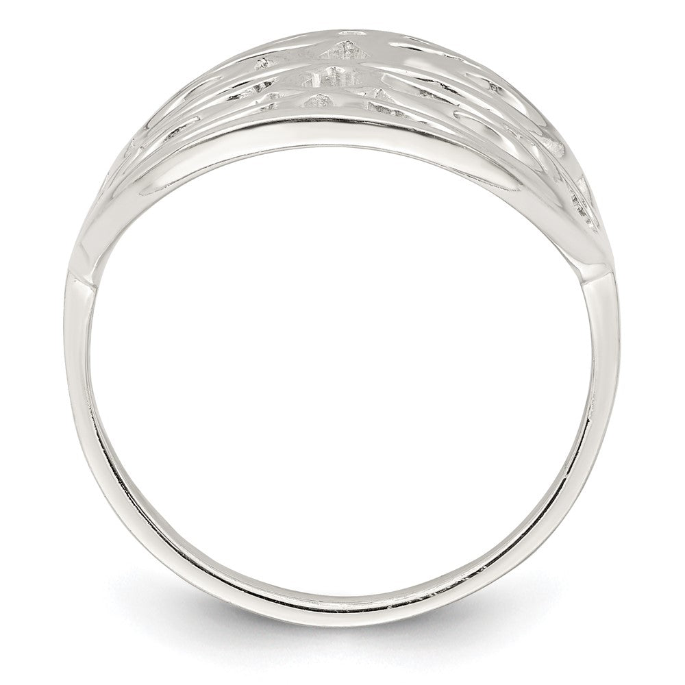 Sterlingsilber Poliert Blumen Design Ring