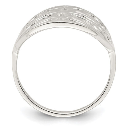 Sterlingsilber Poliert Blumen Design Ring