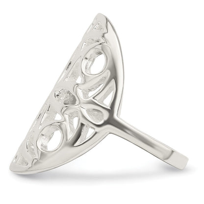 Sterlingsilber Poliert Blumen Design Ring