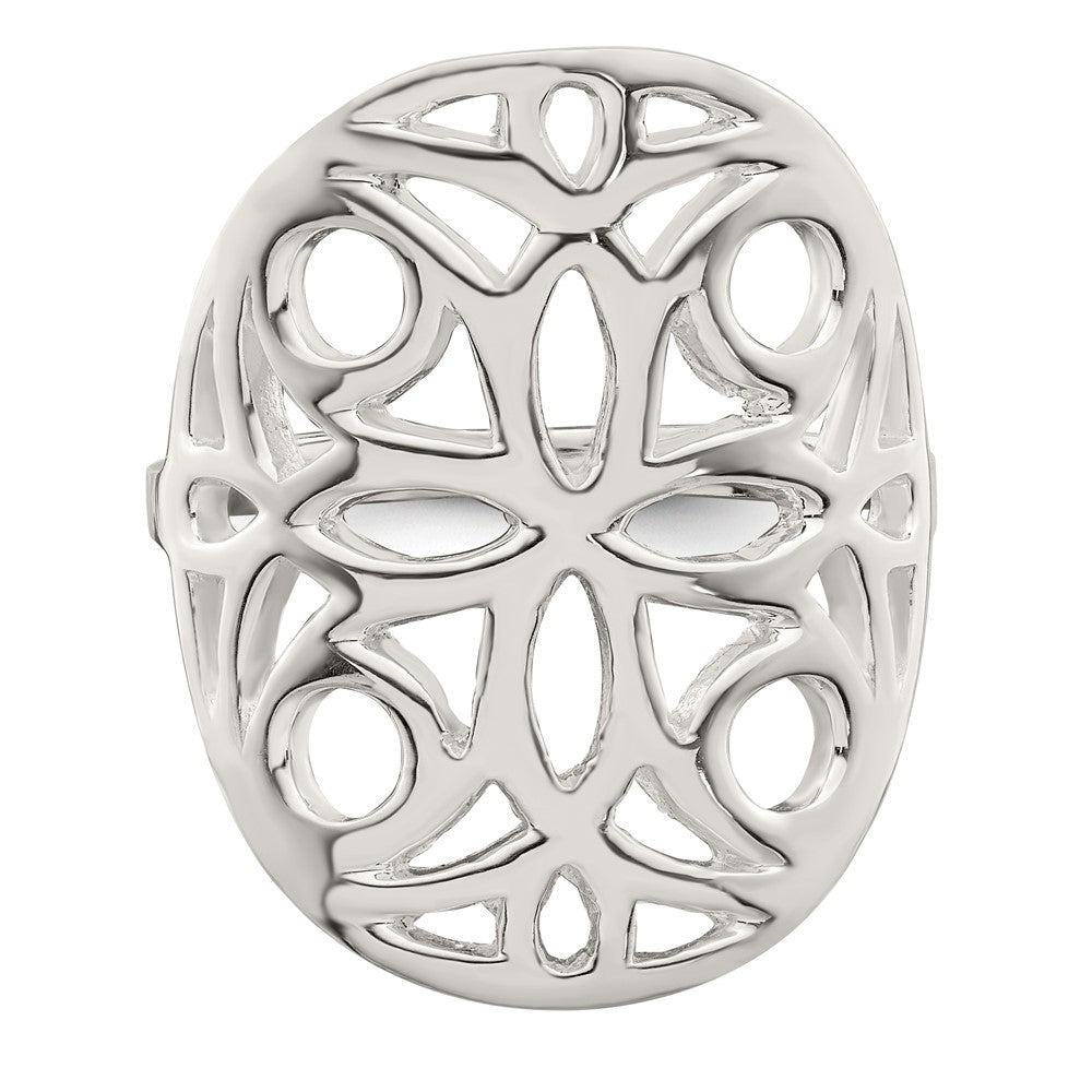 Sterlingsilber Poliert Blumen Design Ring