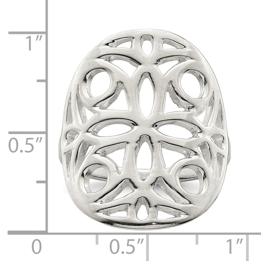 Sterlingsilber Poliert Blumen Design Ring