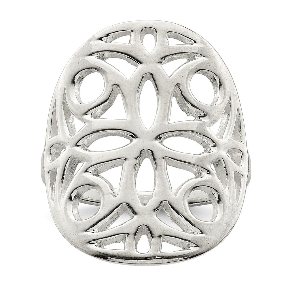 Sterlingsilber Poliert Blumen Design Ring