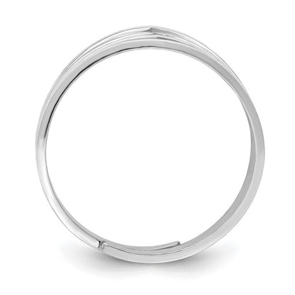 Sterlingsilber Rhod. Poliert Vier V Ring Verstellbar Ring