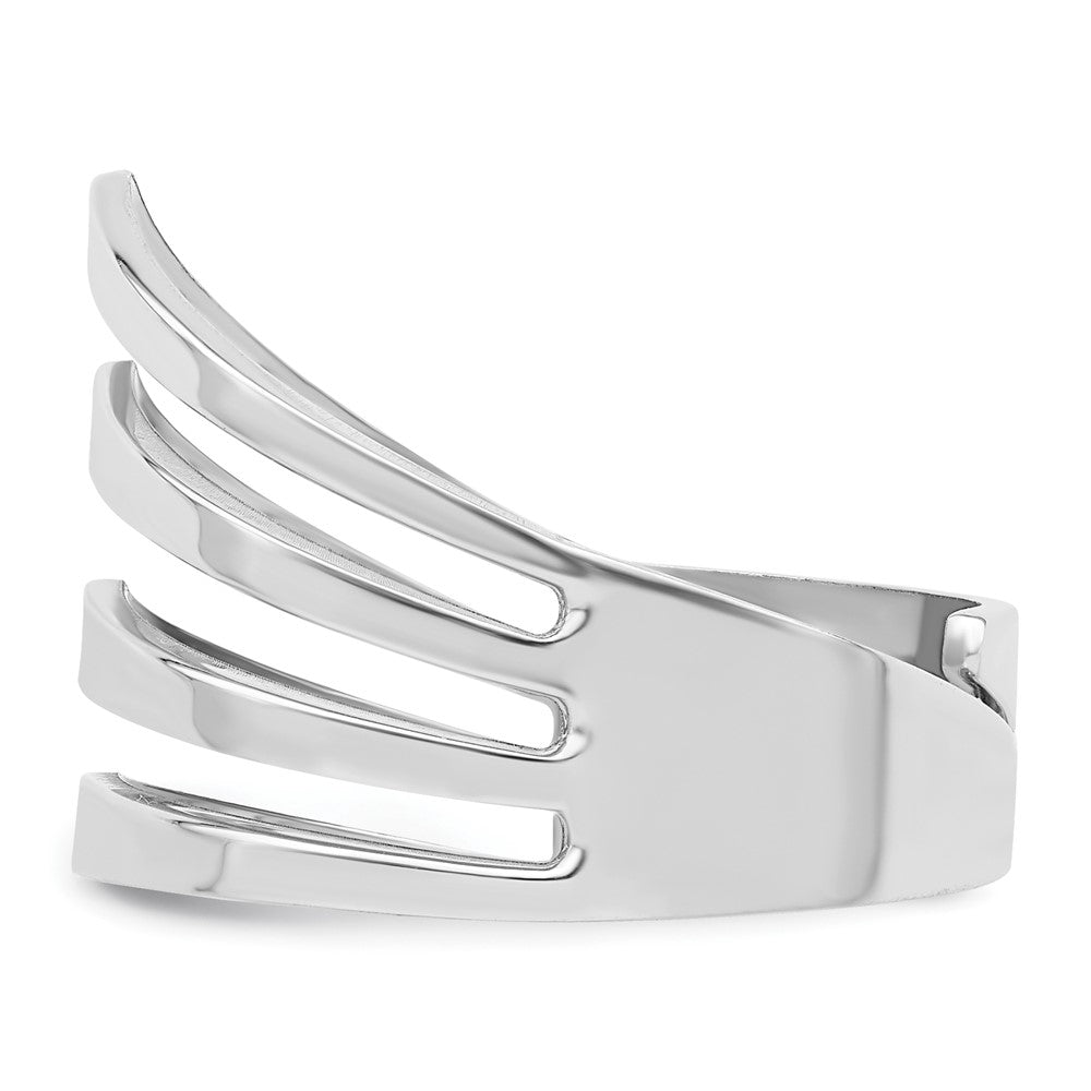 Sterlingsilber Rhod. Poliert Vier V Ring Verstellbar Ring