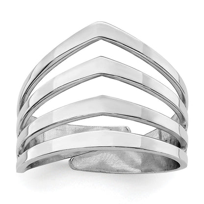 Sterlingsilber Rhod. Poliert Vier V Ring Verstellbar Ring