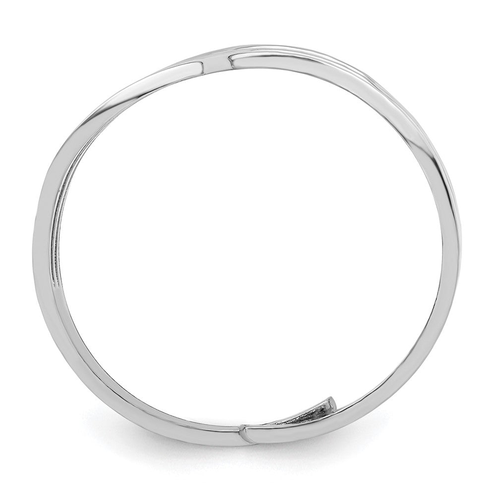 Sterlingsilber Rhod. Poliert Gewellt Verstellbar Ring