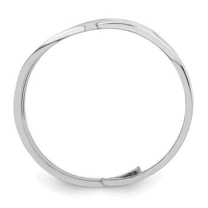 Sterlingsilber Rhod. Poliert Gewellt Verstellbar Ring
