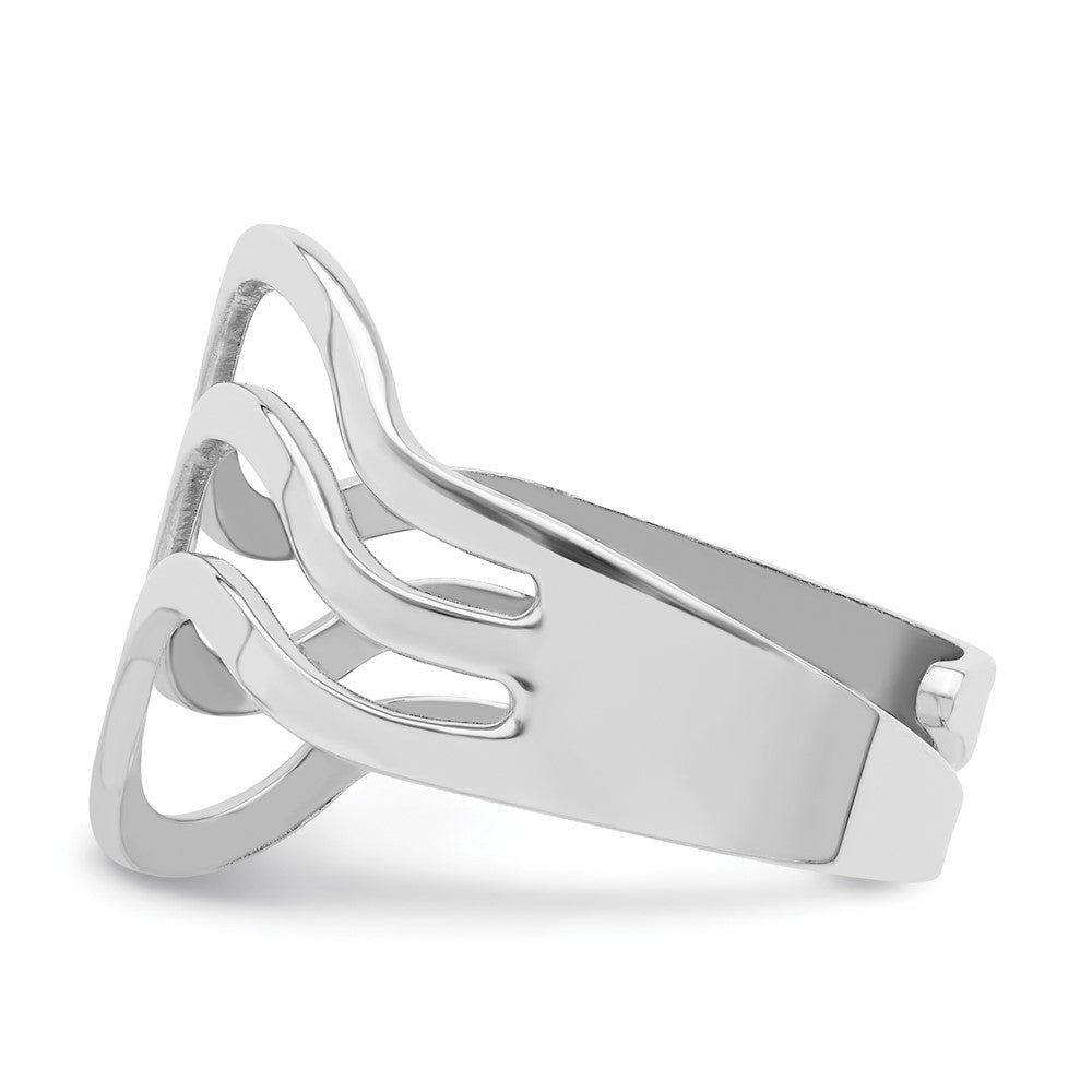Sterlingsilber Rhod. Poliert Gewellt Verstellbar Ring