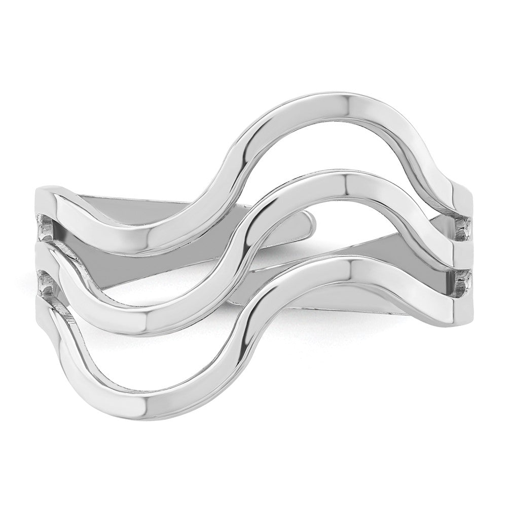 Sterlingsilber Rhod. Poliert Gewellt Verstellbar Ring