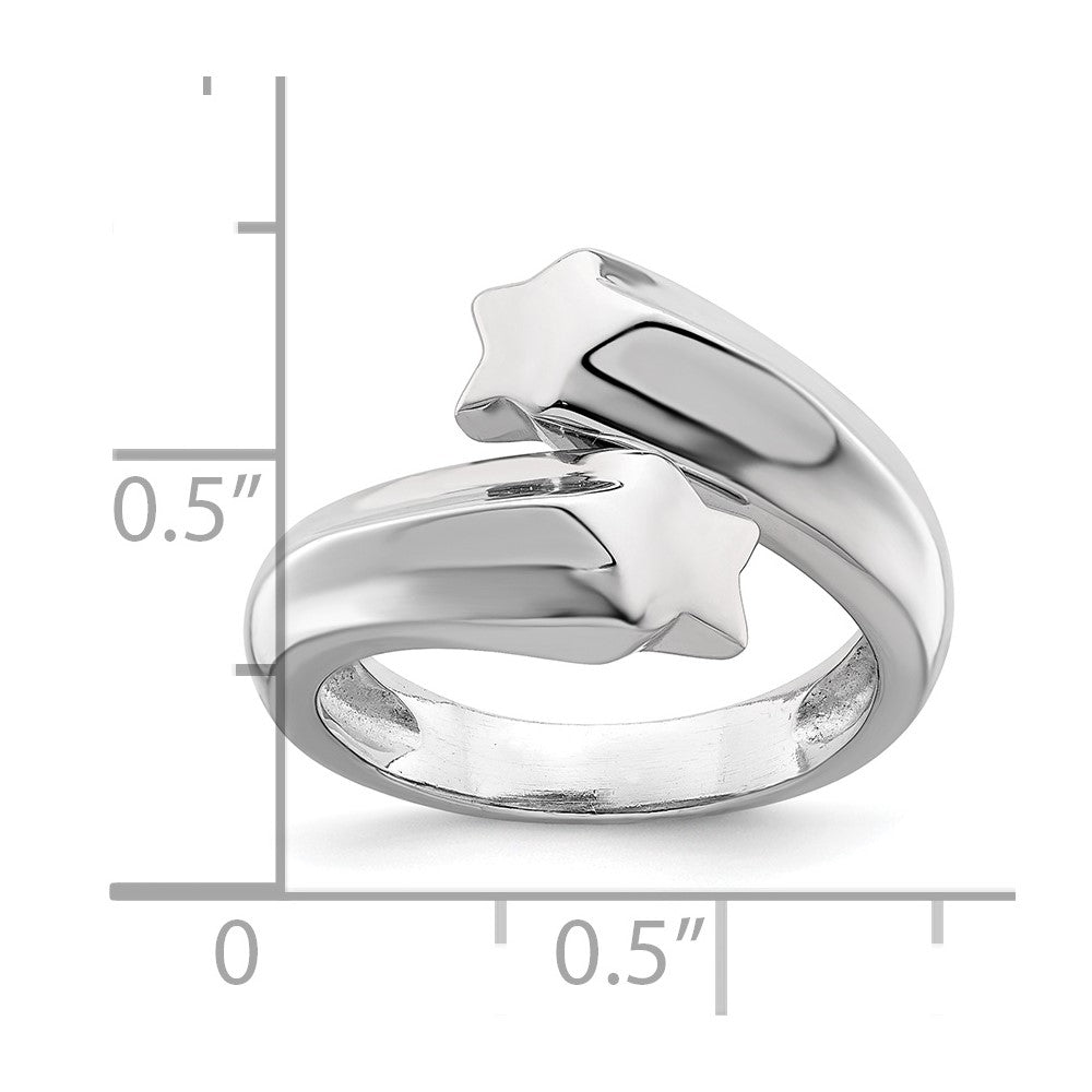 Sterlingsilber Rhodiniert Poliert Shooting Sterne Ring