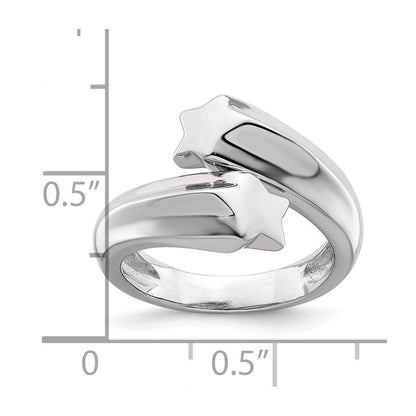 Sterlingsilber Rhodiniert Poliert Shooting Sterne Ring