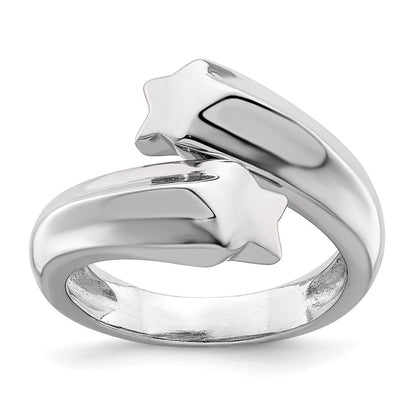 Sterlingsilber Rhodiniert Poliert Shooting Sterne Ring