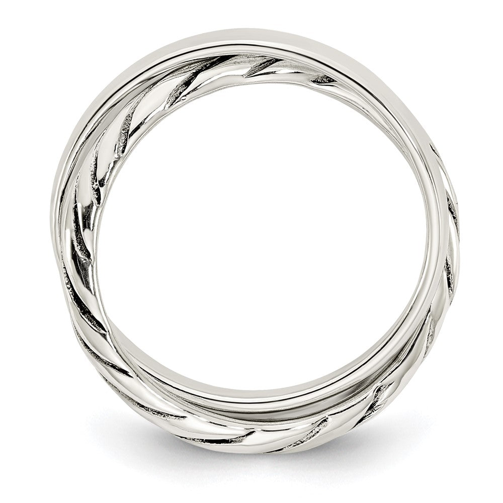 Sterlingsilber Poliert & Gedreht Intertwined Rings
