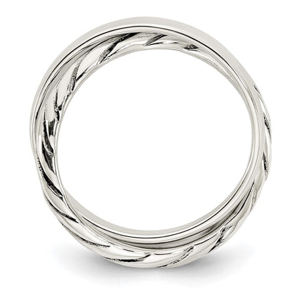 Sterlingsilber Poliert & Gedreht Intertwined Rings