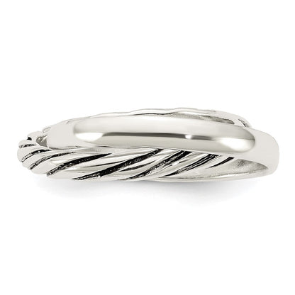 Sterlingsilber Poliert & Gedreht Intertwined Rings