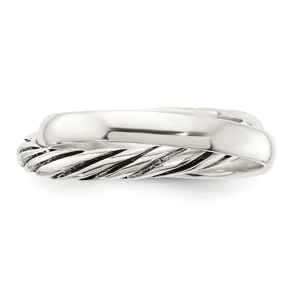 Sterlingsilber Poliert & Gedreht Intertwined Rings