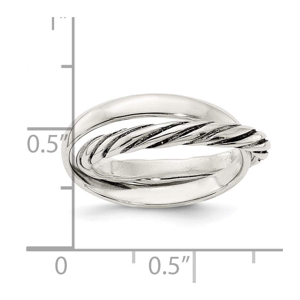 Sterlingsilber Poliert & Gedreht Intertwined Rings
