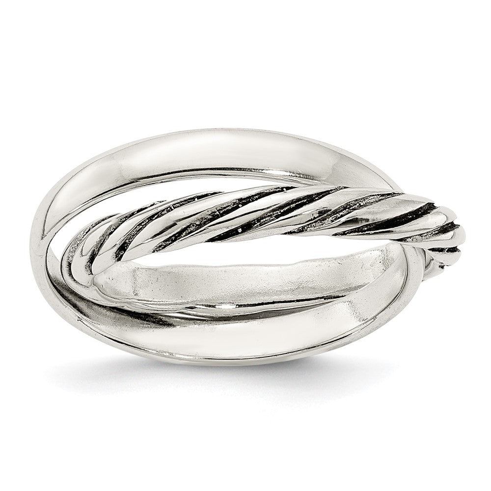 Sterlingsilber Poliert & Gedreht Intertwined Rings