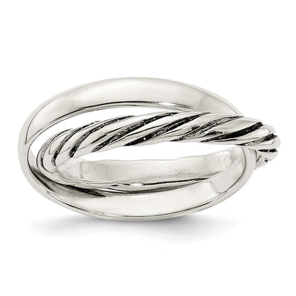 Sterlingsilber Poliert & Gedreht Intertwined Rings