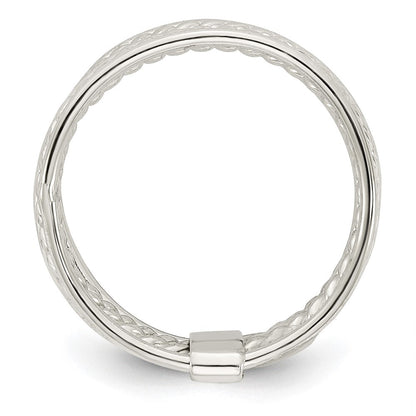 Sterlingsilber Poliert & Gedreht Multiple Attached Rings
