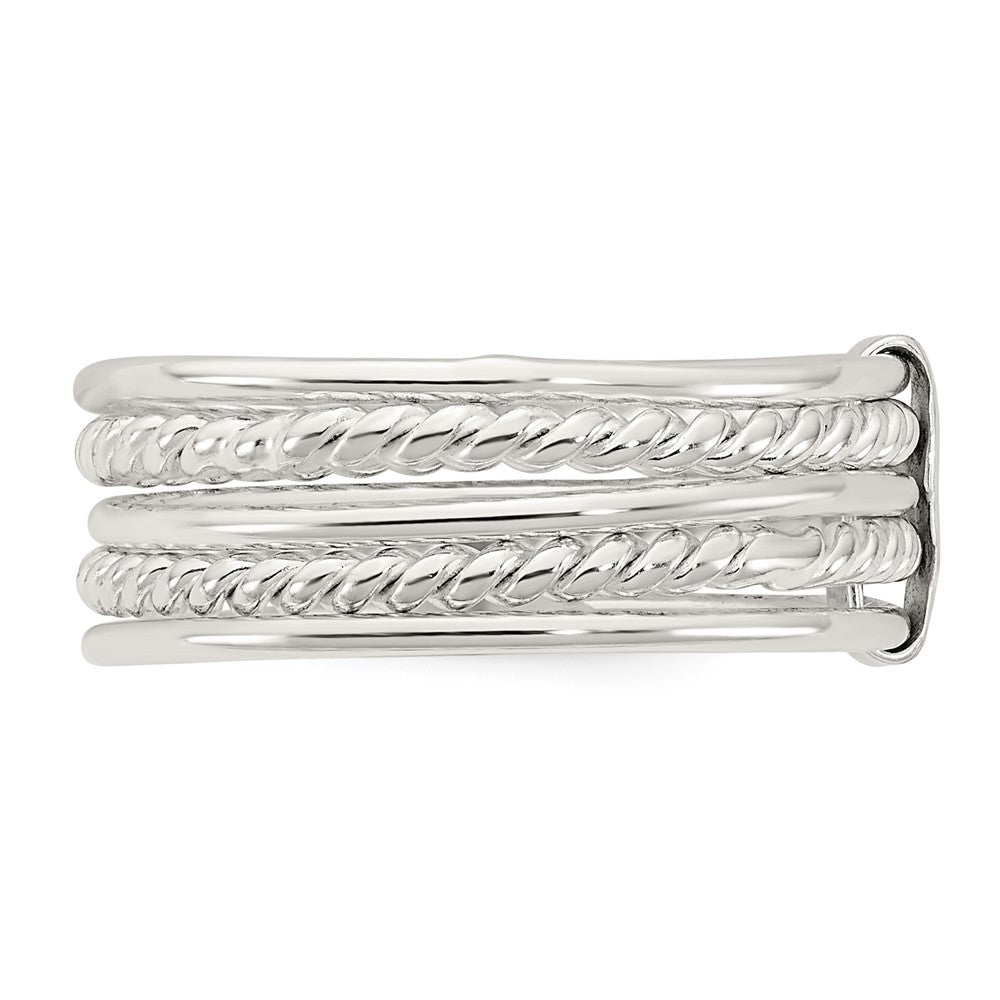 Sterlingsilber Poliert & Gedreht Multiple Attached Rings