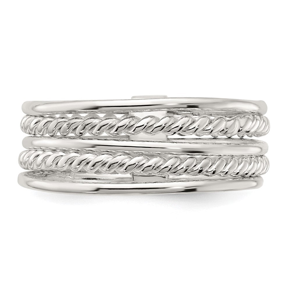 Sterlingsilber Poliert & Gedreht Multiple Attached Rings