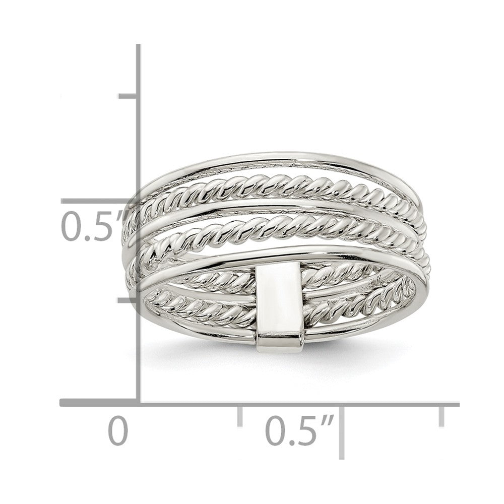 Sterlingsilber Poliert & Gedreht Multiple Attached Rings