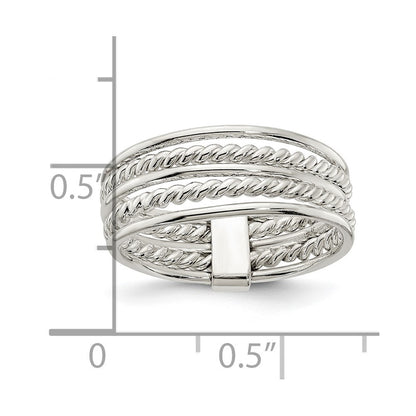 Sterlingsilber Poliert & Gedreht Multiple Attached Rings