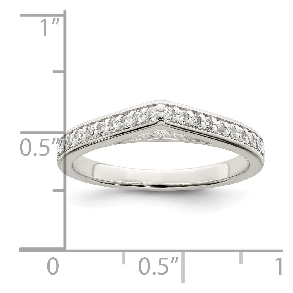 Sterlingsilber Poliert Zirkonia Pointed Ring