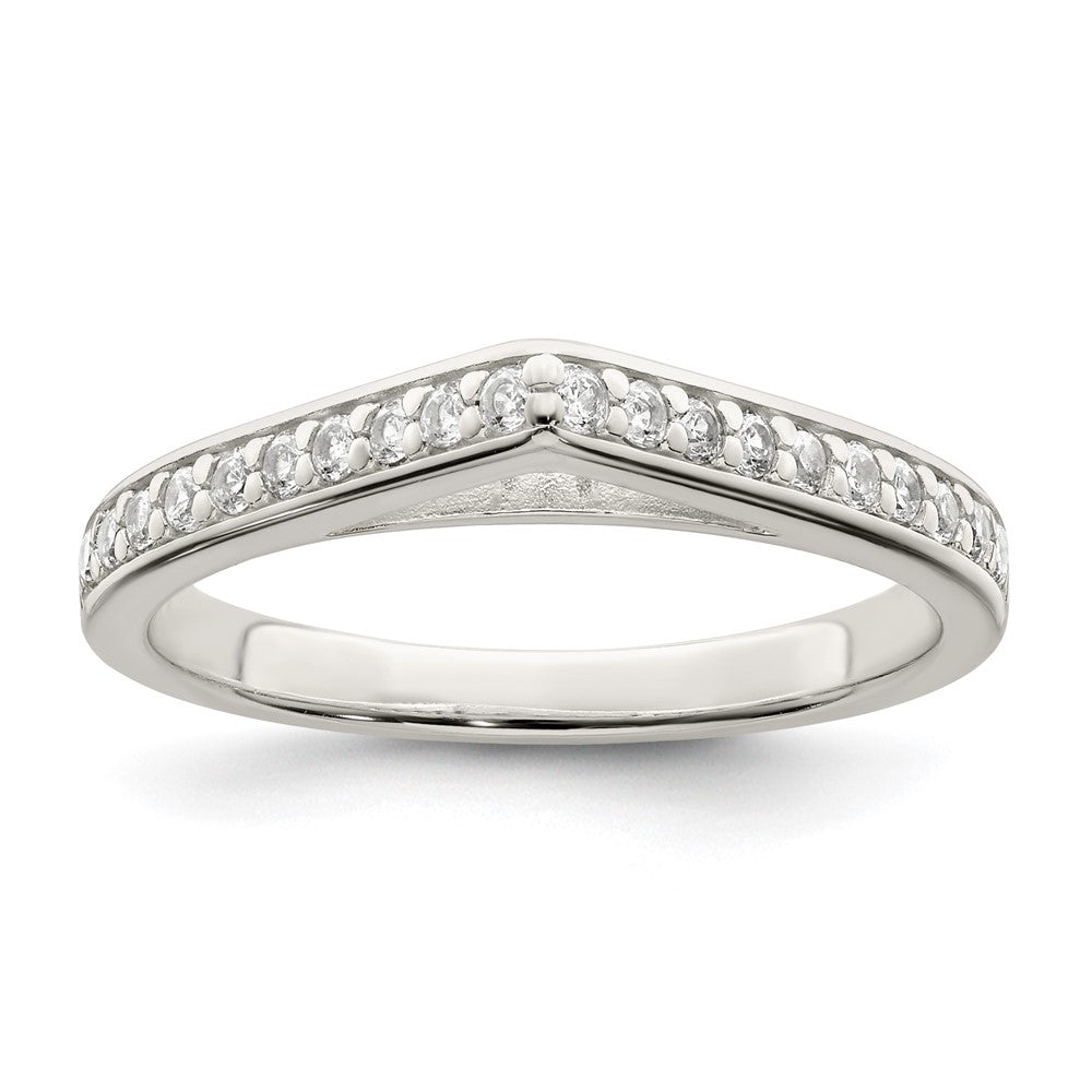 Sterlingsilber Poliert Zirkonia Pointed Ring