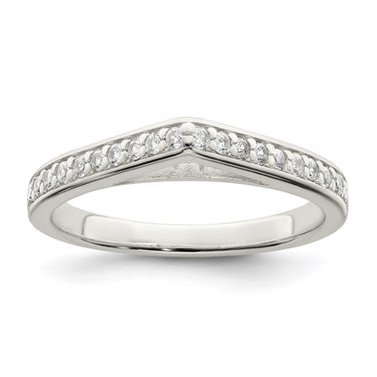 Sterlingsilber Poliert Zirkonia Pointed Ring