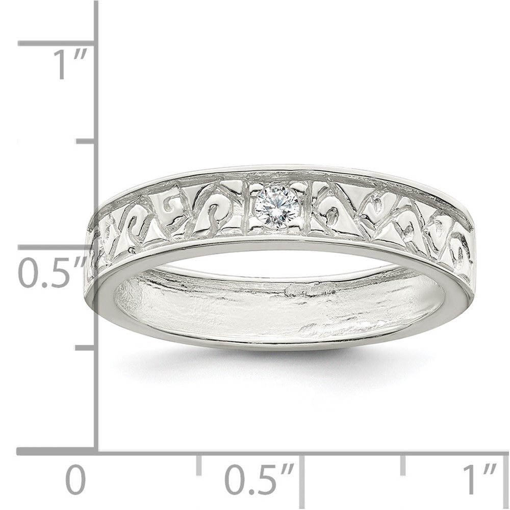 Sterlingsilber Poliert Zirkonia Fantasie Design Ring (size 6 Nur)