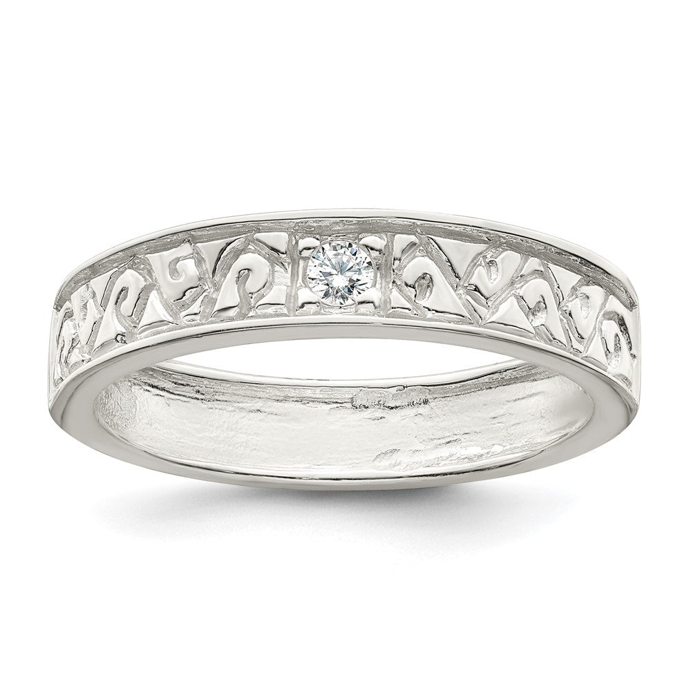 Sterlingsilber Poliert Zirkonia Fantasie Design Ring (size 6 Nur)