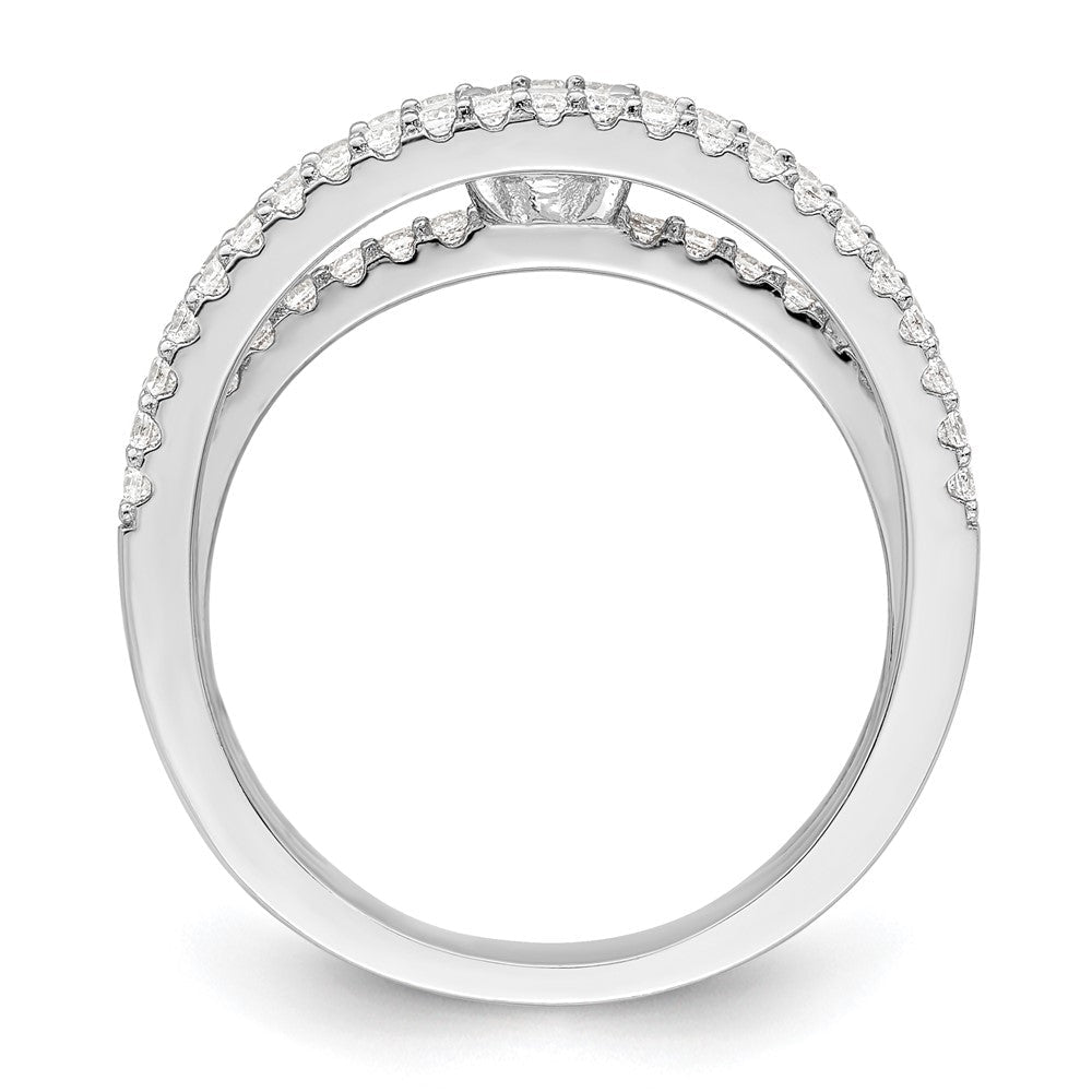 Sterlingsilber Rhodiniert Zirkonia 3 Reihe Ring