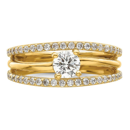 Vergoldet Sterlingsilber Zirkonia Ring