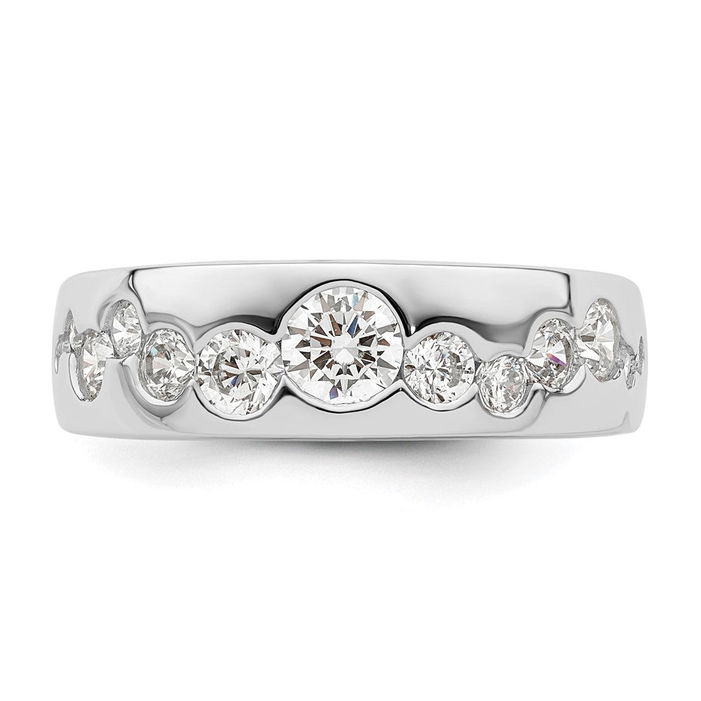Sterlingsilber Rhodiniert Zirkonia Cluster Ring