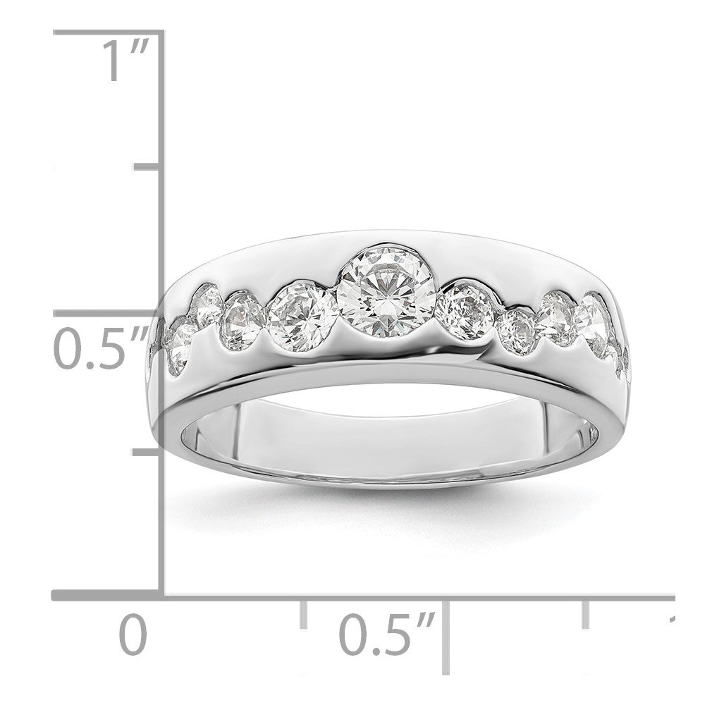 Sterlingsilber Rhodiniert Zirkonia Cluster Ring