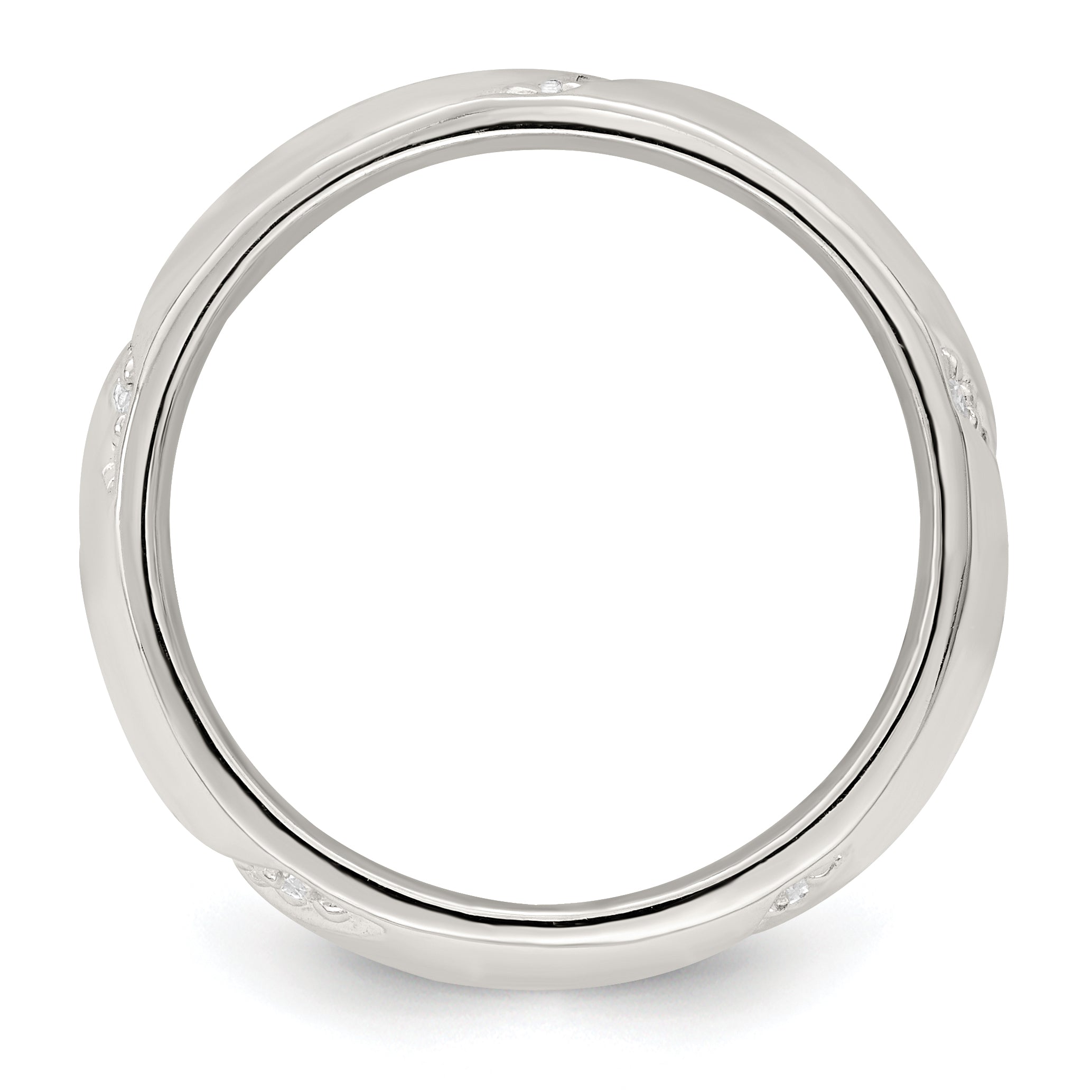 Sterlingsilber Zirkonia Schräg Lines Ring