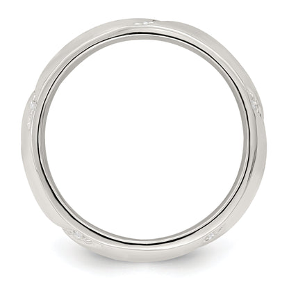 Sterlingsilber Zirkonia Schräg Lines Ring